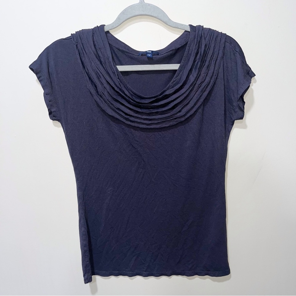 GAP Navy Blue Short Sleeve Draped Neck Tee